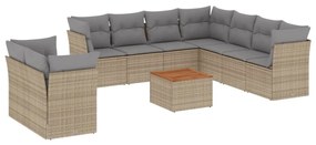 Set Divano da Giardino 11 pz con Cuscini Beige Misto Polyrattan