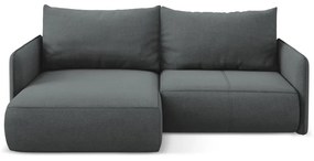 Divano angolare grigio allungabile/con contenitore (con penisola a sinistra) Nanea – Makamii