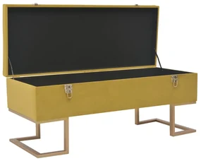 Panca con vano portaoggetti 105 cm senape in velluto