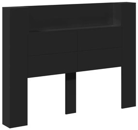 Testiera con contenitore a led nera 140x16,5x103,5 cm