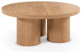 Tavolino da salotto rotondo di colore naturale con effetto rovere ø 100 cm Arancha – MOME