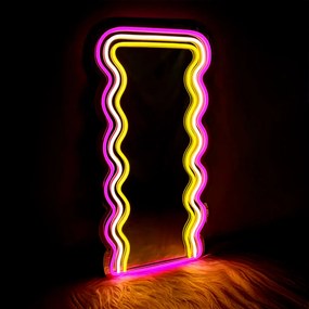 Specchio con luce neon onde 30x60 cm