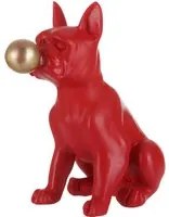 Statua bulldog con chewing gum 12x22x22 cm rosso