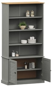 Libreria vigo 85x35x170 cm in legno massello di pino grigio