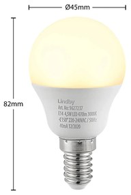Lindby LED goccia E14 G45 4,5W 3.000K opale