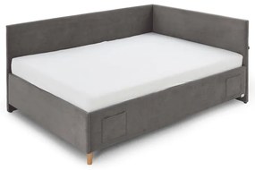 Letto da bambini con sponde color antracite imbottito con contenitore con rete inclusa 140x200 cm Cool – Meise Möbel