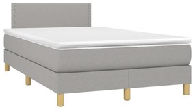 Letto a molle materasso e led grigio chiaro 120x200 cm tessuto