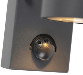 Lampada da parete per esterni antracite con sensore di movimento 2 luci IP44 - Duo