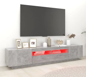 Mobile porta tv con luci led grigio cemento 200x35x40 cm