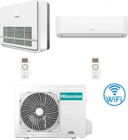 Hisense - Climatizzatore Condizionatore R32 Dual Split Inverter Hi Comfort Wifi più Console 12000 + 18000 btu con u.e. 3AMW62U4RJC Classe a++/a+