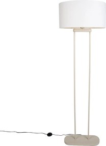 Lampada da terra beige con paralume ovale bianco lino 50cm - Thijmen