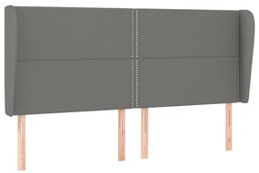Testiera ad orecchio grigioscuro 203x23x118/128cm in tessuto