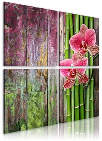 Quadro Bambù e orchidea