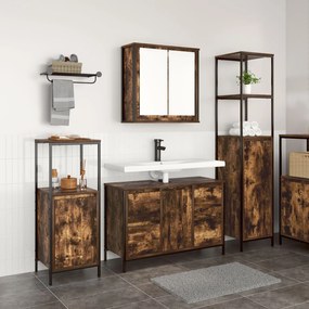 Set di mobili da bagno a 3 pezzi  in legno ingegnerizzato rovere affumicato