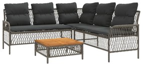 Set divano da giardino 2 pz con cuscini grigio in polyrattan