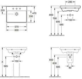 Villeroy & Boch 41586001 - Lavabo sospeso AVENTO 60x47 cm ceramica/bianco