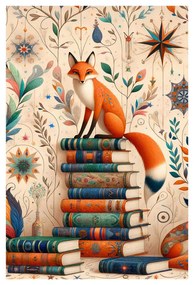 Quadro su tela – Volpi e biblioteca magica