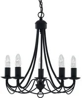 Lampadario Industrial-Nordico Maypole Acciaio Nero 5 Luci E14