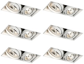 Set di 6 faretti da incasso bianchi GU10 70mm 2-luci senza cornice - Oneon