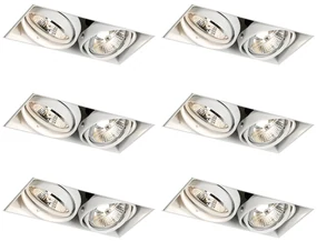 Set di 6 faretti da incasso bianchi GU10 50mm 2-luci senza cornice - Oneon