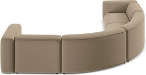 Divano angolare beige con rivestimento in velluto Ekahi – Makamii