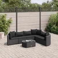 Set Divani da Giardino con Cuscini 7pz Nero Polyrattan 3308379