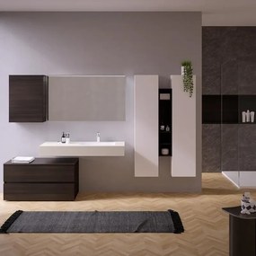 Mobile sottolavabo e lavabo Barrik per vasca a sinistra rovere barrique L 120 cm, 2 ante