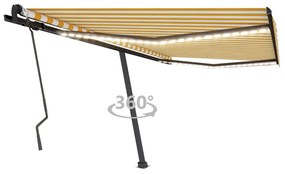 Tenda Da Sole Retrattile Manuale E Led 400x300cm Gialla Bianca /