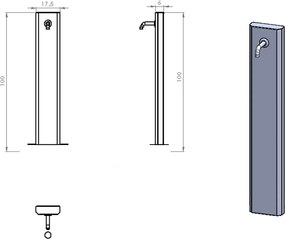 Fontana da Giardino Design a Colonna Ovale Rubinetto in Ottone Senza Base Antracite...