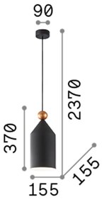 Sospensione Industrial-Minimal Triade-1 Metallo Grigio 1 Luce E27