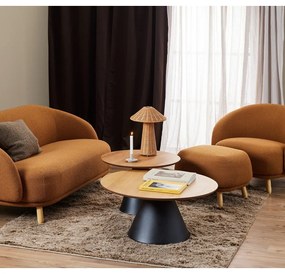 Tavolino rotondo nero e naturale con piano in rovere ø 65 cm Soli - Actona