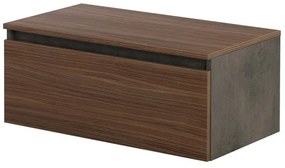 Cassettone bagno sospeso 80 cm soft-close ossido e noce canaletto Kleo