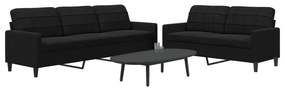 Set Di Divani 2 Pz Con Cuscini Nero İn Velluto /