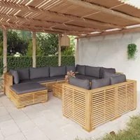 Set Divani da Giardino 10 pz con Cuscini Legno Massello di Teak 3100882