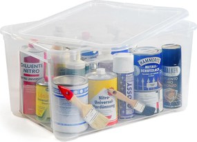 Set 5 Contenitori Rettangolari 55x39x28 cm in Plastica Keter T Box L Trasparente...