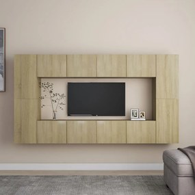 Set Di Mobili Porta Tv 8 Pz Rovere Sonoma İn Legno Multistrato /