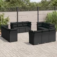 Set Divani da Giardino 12 pz con Cuscini Nero in Polyrattancod mxl 115681