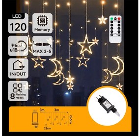 Aigostar - Catena luminosa LED natalizia da esterno 120xLED/6W/230V/8 funzioni 3x0,6m IP44 bianco caldo con telecomando