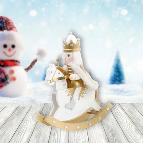 Schiaccianoci di Natale a cavallo 30cm in legno di colore oro Wisdom
