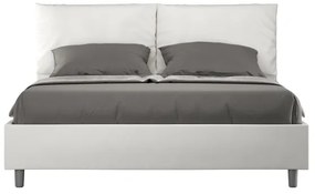 Letto matrimoniale senza rete imbottito 160x190 similpelle bianco Antea