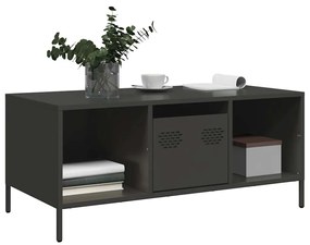 Tavolino nero 101,5x50x43,5 cm in acciaio laminato a freddo