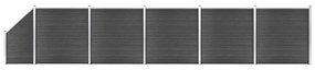 Set Pannelli di Recinzione in WPC 965x(105-186) cm Nero