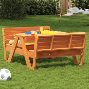 Tavolo Picnic Bambini Marrone Cera 88x122x58 Cm Massello Pino /