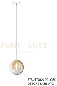 Sospensione ottone sat. 1 luce vetro ambra 1184os-s1-am