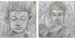 Quadro DKD Home Decor 100 x 2,4 x 100 cm Buddha Orientale (2 Unità)