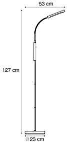 Lampada da terra moderna nera con LED dimmerabile a 3 livelli ricaricabile - Statler