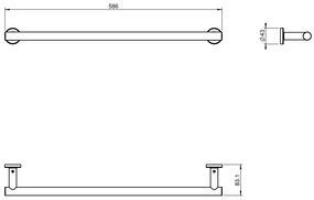 Cosmic Architect 2050165 Portasciugamani 59 cm per fissaggio a muro Cromo