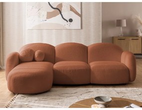 Divano angolare color terracotta (con penisola a sinistra/con chaise lounge) con rivestimento in bouclé Orbit – Ropez