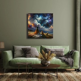 Quadro su tela – Figura con volpe e cane
