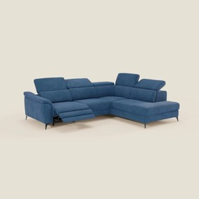 Arcos Divano angolare - piedini alti e poggiatesta reclinabili in microfibra impermeabile T11 blu